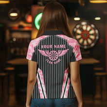 Load image into Gallery viewer, Pink Camo Dartboard Pulse Heartbeat Custom Women Dart Shirts, Funny Wings Cool Dart Team Jerseys TDM2787