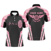 Load image into Gallery viewer, Pink Camo Dartboard Pulse Heartbeat Custom Men Dart Shirts, Funny Wings Cool Dart Team Jerseys TDM2787