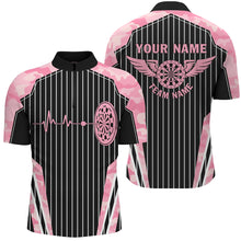 Load image into Gallery viewer, Pink Camo Dartboard Pulse Heartbeat Custom Men Dart Shirts, Funny Wings Cool Dart Team Jerseys TDM2787