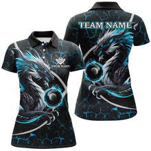 Load image into Gallery viewer, Personalized Blue Glowing Fire Crack Pattern Dragon Billiard Shirts For Women, Team Billiard Jerseys TDM3251