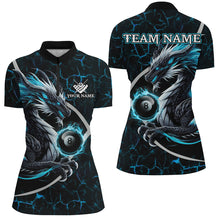 Load image into Gallery viewer, Personalized Blue Glowing Fire Crack Pattern Dragon Billiard Shirts For Women, Team Billiard Jerseys TDM3251