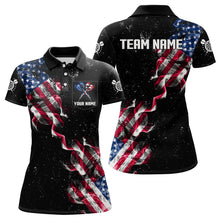 Load image into Gallery viewer, Custom US Flag Smoke Women&#39;s Darts Shirt With Pocket, Patriotic Darts Jersey TDM3455