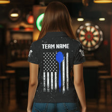 Load image into Gallery viewer, Customized Grunge US Flag Smoke Darts Polo &amp; Quarter-Zip Shirts, Patriotic Darts Jerseys For Women TDM3456