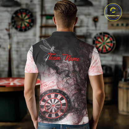 Red Black Smoke Dart Shirt With Pocket Option For Men Custom Dart Jerseys TDM5763