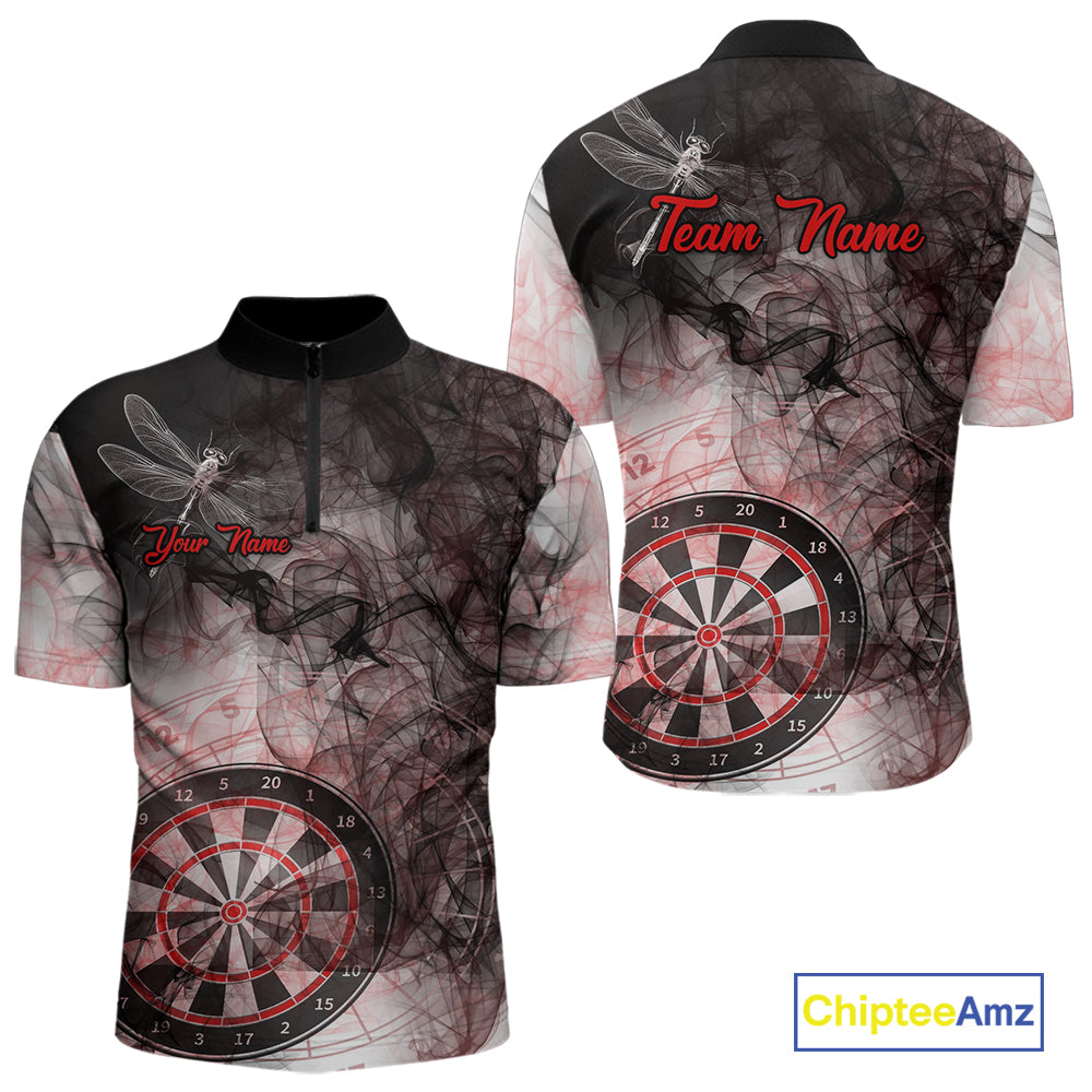 Red Black Smoke Dart Shirt With Pocket Option For Men Custom Dart Jerseys TDM5763