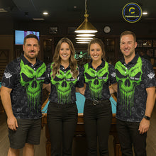 Load image into Gallery viewer, Personalized Skull 8 Ball Billiard Shirt For Men Custom Pool Team Jersey Polo &amp; 1/4 Zip |Green TDM6361