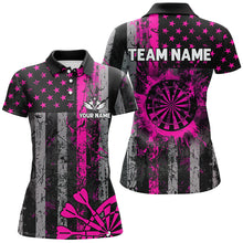 Load image into Gallery viewer, Custom Pink Grunge US Flag Patriotic Darts Shirt For Women, Retro Darts Board Darts Team Jerseys TDM2068