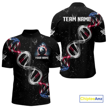 Customized American Flag Smoke DNA 8 Ball Pool Jersey For Men, Patriotic Billiard Team Shirts TDM4625