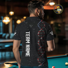 Load image into Gallery viewer, Men's Custom DNA American Flag Smoke 8 Ball Billiard Shirt, Patriotic Pool Jersey Polo &amp; 1/4 Zip TDM4627