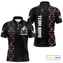 Load image into Gallery viewer, Men's Custom DNA American Flag Smoke 8 Ball Billiard Shirt, Patriotic Pool Jersey Polo &amp; 1/4 Zip TDM4627