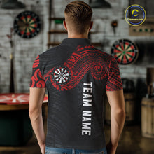 Load image into Gallery viewer, Personalized Black And Red Tribal Darts Shirt For Men Custom Darts Jersey Team Polo &amp; 1/4 Zip TDM4824