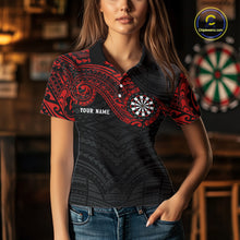 Load image into Gallery viewer, Personalized Black And Red Tribal Darts Shirt For Women Custom Darts Jersey Team Polo &amp; 1/4 Zip TDM4824