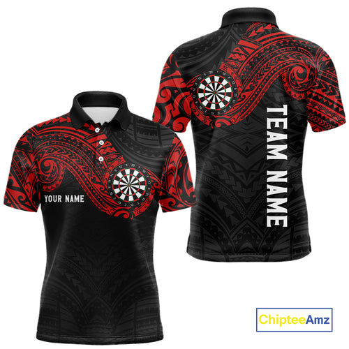 Personalized Black And Red Tribal Darts Shirt For Men Custom Darts Jersey Team Polo & 1/4 Zip TDM4824