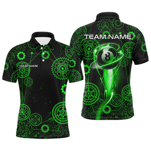 Personalized Green Billiard Shirts For Men Custom Gearwheel Pattern Billiard Jerseys Team Uniform TDM3025