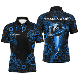 Personalized Blue Billiard Shirts For Men Custom Gearwheel Pattern Billiard Jerseys Team Uniform TDM3026