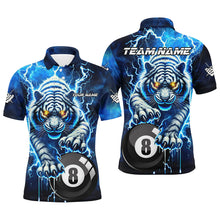 Load image into Gallery viewer, Personalized Thunder Lightning Tiger Billiard Shirt For Men Custom Blue Billiard League Pool Jersey TDM3027