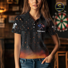 Load image into Gallery viewer, Custom US Flag Smoke Dart Shirt For Women, Patriotic Dart Jersey Pocket Option TDM5259