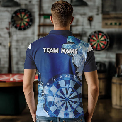 Blue Icy Light Darts Polo & Quarter Zip Custom Dart Shirts For Men, Cool Darts Team Jerseys TDM3462