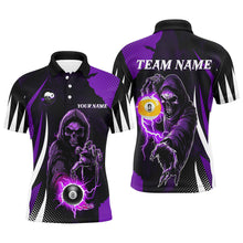 Load image into Gallery viewer, Funny Purple Grim Reaper 8 Ball &amp; 9 Ball Billiard Shirts For Men Custom League Billiard Jerseys TDM2285