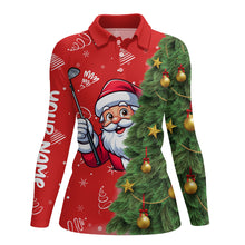 Load image into Gallery viewer, Red And Green Funny Christmas Santa Women Golf Polo Shirts Custom Golfing Gifts For Christmas TDM3039