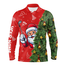 Load image into Gallery viewer, Red And Green Funny Christmas Santa Men Golf Polo Shirts Custom Golfing Gifts For Christmas TDM3039