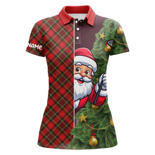 Load image into Gallery viewer, Funny Christmas Santa Red Argyle Pattern Custom Women Golf Polo Shirt Best Christmas Golf Gifts Idea TDM3040