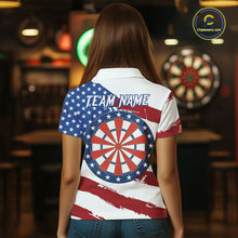 Load image into Gallery viewer, Personalized Dartboard American Flag Darts Shirt For Women, Patriotic Darts Jersey Polo &amp; 1/4 Zip TDM5271
