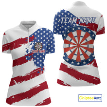 Load image into Gallery viewer, Personalized Dartboard American Flag Darts Shirt For Women, Patriotic Darts Jersey Polo &amp; 1/4 Zip TDM5271