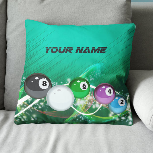 Personalized 3D Green Billiards Balls Pillow Custom Pillow Pool Billiard TDM0779