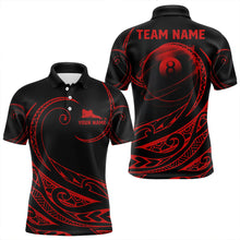 Load image into Gallery viewer, Black And Red 8 Ball Pool Tribal Pattern Men Billiard Polo &amp; 1/4 Zip Custom Billiard Pool Jerseys TDM3472