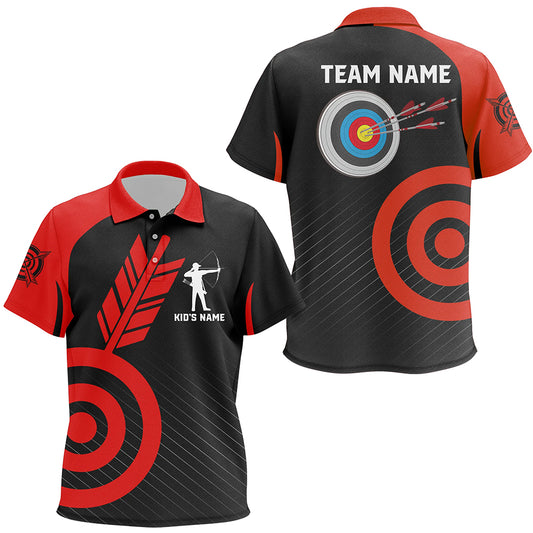 Personalized Red Archery Jerseys For Kid Custom Archery Polo Shirts Team League Archery Shirts TDM1494