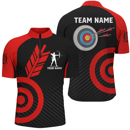 Red Archery Jerseys For Men Custom Archery Quarter-Zip Shirts Team League Archery Shirts TDM1494