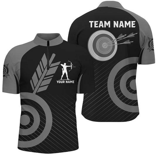 Grey Archery Jerseys For Men Custom Archery Quarter-Zip Shirts Team League Archery Shirts TDM1496