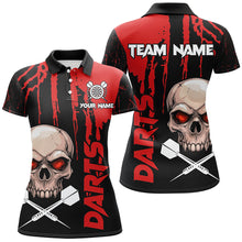 Load image into Gallery viewer, Red Grunge Custom Skull Dart Shirts For Women, Scary Darts Jerseys, Darts League Team Shirts TDM2797