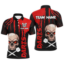 Load image into Gallery viewer, Red Grunge Custom Skull Dart Shirts For Men, Scary Darts Jerseys, Darts League Team Shirts TDM2797