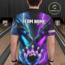 Load image into Gallery viewer, Custom Blue Purple Fire Dragon Bowling Jersey For Men Custom Lightning Bowling Shirt Polo, 1/4 Zip TDM6150