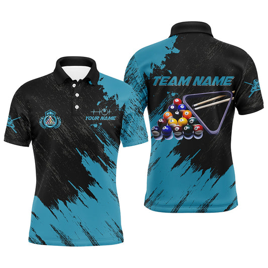 Personalized Billiards Balls Painted Blue Version All Over Print Billiard Polo Shirts For Men TDM0184