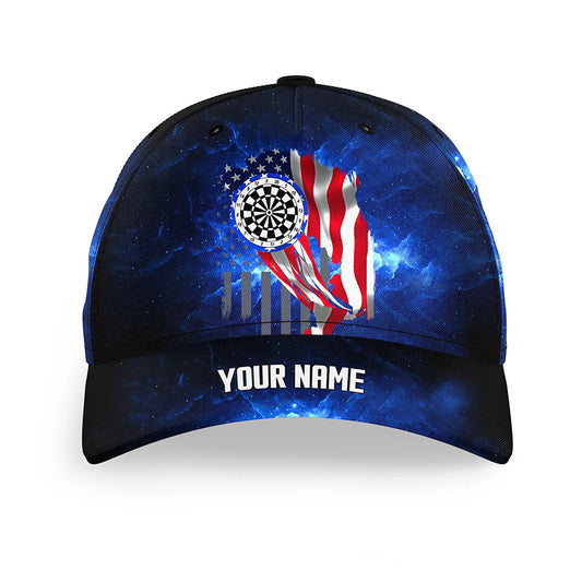 Personalized Blue Galaxy Patriotic US Flag Darts Hats Custom Name 3D Printed Baseball Darts Caps TDM2557
