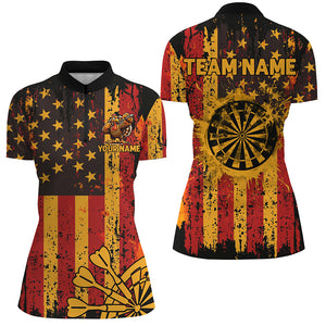 Custom Autumn Grunge US Flag Patriotic Dart Shirts For Women, Thanksgiving Retro Darts Team Jerseys TDM2806