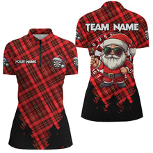 Load image into Gallery viewer, Funny Christmas Santa Custom Red Plaid Pattern Dart Shirts For Women, Christmas Darts Outfit Jerseys TDM2808