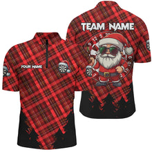 Load image into Gallery viewer, Funny Christmas Santa Custom Red Plaid Pattern Dart Shirts For Men, Christmas Darts Outfit Jerseys TDM2808