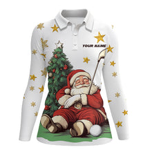 Load image into Gallery viewer, Funny Santa Lying Beside Pine Tree Xmas Women Golf Polo Shirts Custom Christmas Golf Top Golf Gifts TDM3057