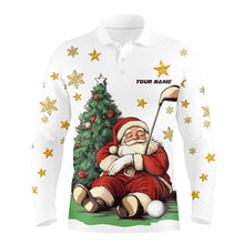 Load image into Gallery viewer, Funny Santa Lying Beside Pine Tree Xmas Men Golf Polo Shirts Custom Christmas Golf Top Golf Gifts TDM3057