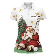 Load image into Gallery viewer, Funny Santa Lying Beside Pine Tree Xmas Women Golf Polo Shirts Custom Christmas Golf Top Golf Gifts TDM3057