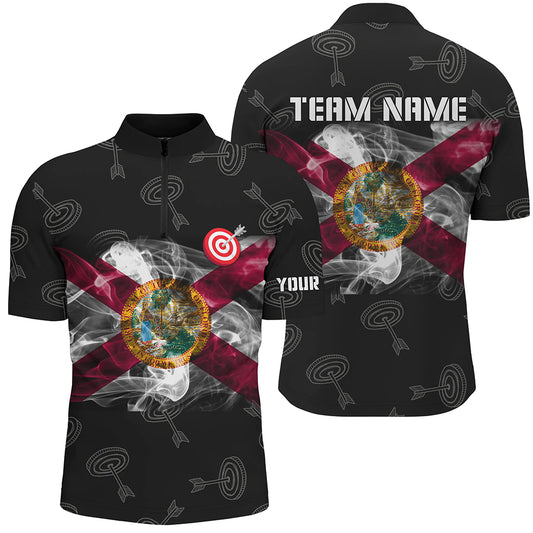Personalized Archery Florida Flag Men Quarter-Zip Shirts, Patriotic Team Archery Jerseys TDM0972
