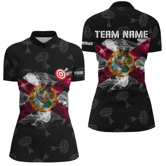 Personalized Archery Florida Flag Women Quarter-Zip Shirts, Patriotic Team Archery Jerseys TDM0972