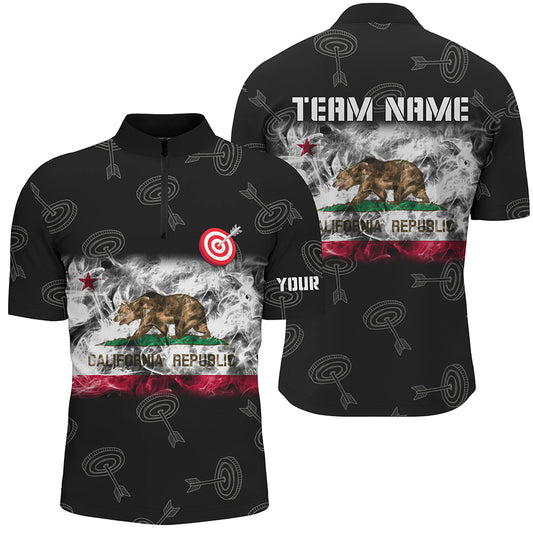 Personalized Archery California Flag Men Quarter-Zip Shirts, Patriotic Team Archery Jersey TDM0974