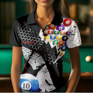 Personalized Grunge Style 10 Ball Billiard Shirts For Women Custom 10 Ball Pool Billiard Team Jerseys TDM3486