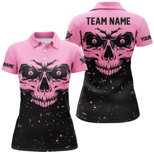 Load image into Gallery viewer, Custom Grunge Pink Black Skull Billiard Women Jerseys Shirts, 8 Ball Billiards Apparel Clothing  TDM1876