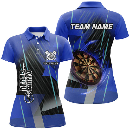 Personalized Darts Polo & Quarter-Zip 3D Printed Shirts For Women Custom Blue Darts Team Jersey TDM2573